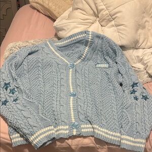 Blue Cable Knit Sweater